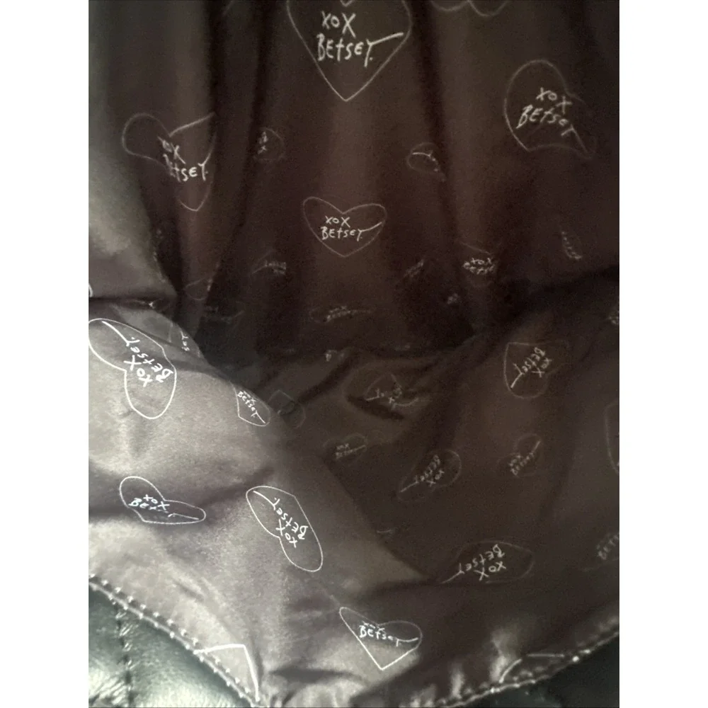 Betsey Johnson Xojaney Black Quilted Large Tote Weekender With Side Pockets